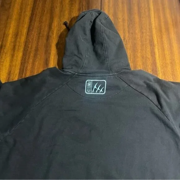 Fintech Box Logo Point Breeze Fleece Pullover Hoodie - Medium - Anthracite, NWT - Picture 5 of 9